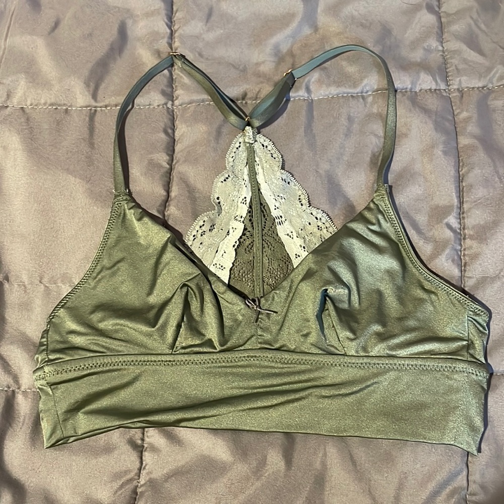 Olive green lace bralette